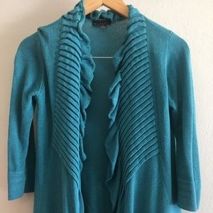 Bright turquoise cotton cardigan Anthropologie